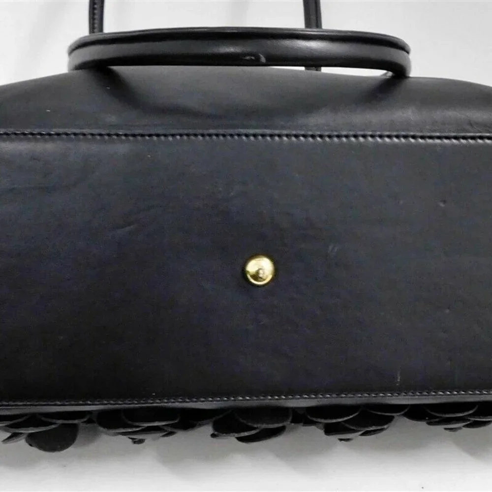 Clever Carriage Company French Black Leather Rose Large‎ Satchel